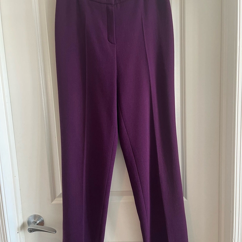 Escada Deep Purple Wide Leg 100% Wool Pants, size 38 (US 8)